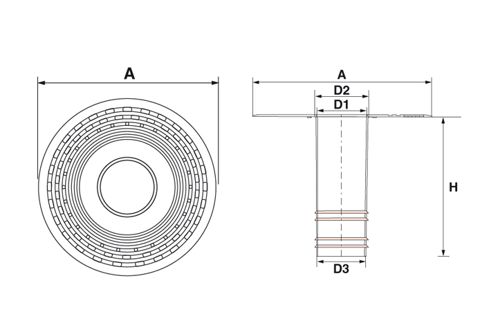 Bocchettone "GENIUS" in TPE con codolo H 400 mm - per tubi diametro 63 mm