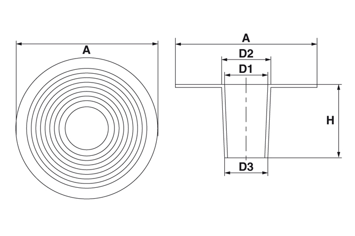 Ablaufstutzen “MONDIAL” aus TPE mit schaft h 170 - für Rohrdurchmesser 60 mm