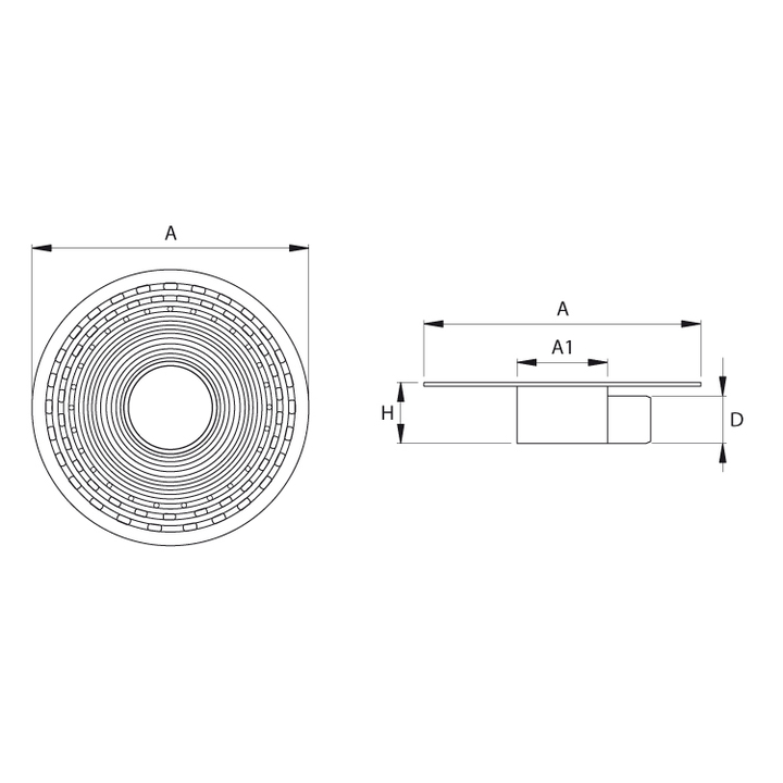 Bouche d’évacuation latérale en TPE - pour tubes diamètre 50 mm