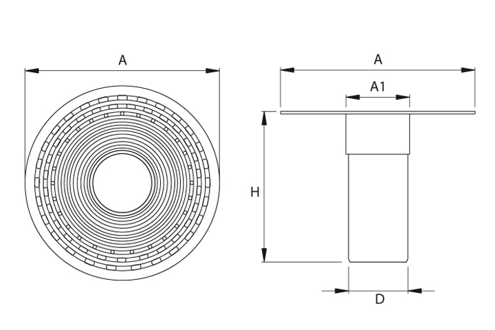 Ablaufstutzen vertikal aus TPE - für Rohrdurchmesser 50 mm