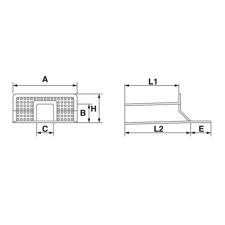 TPE angular drains 45° with section 100 mm X 100 mm