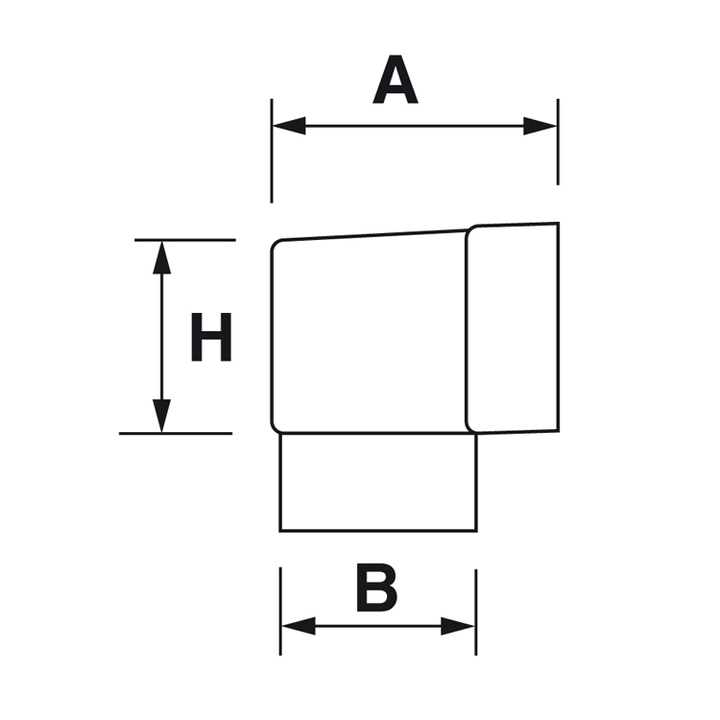 Raccordo per bocchettone angolare con sezione 100 mm X 100 mm - per tubi diametro 80 mm