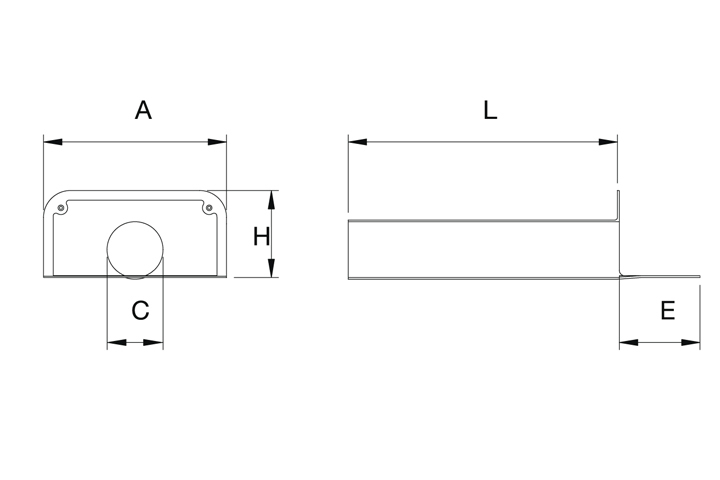 Ablaufstutzen Eckig aus PVC mit einem Schaft L 500 mm -  für Rohrdurchmesser 63 mm