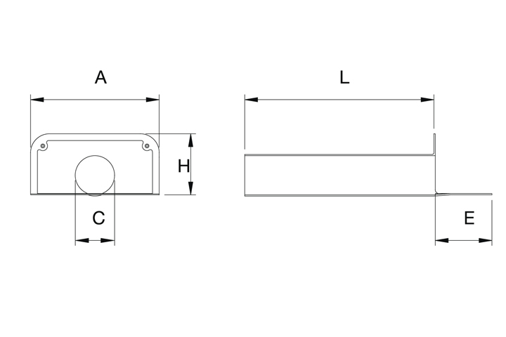 PVC angular drain with round spigot for balconies length 500mm  - for pipes 63 mm