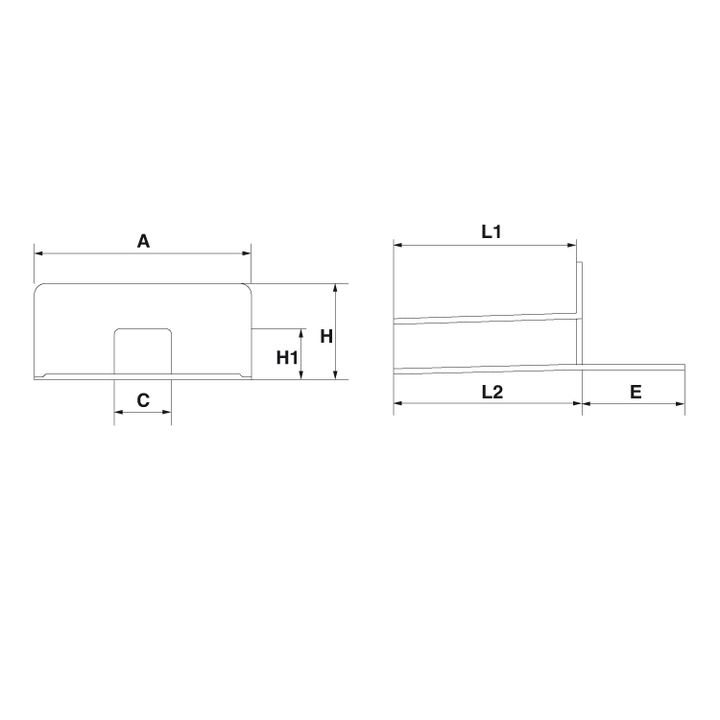 Bouche d'evacuation a angle 90° - L. 425 mm en polyolefine (TPO)