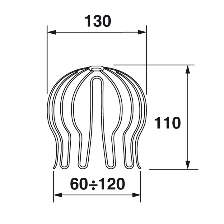 Flexible stainless steel leaf-guard - size 60÷120 mm