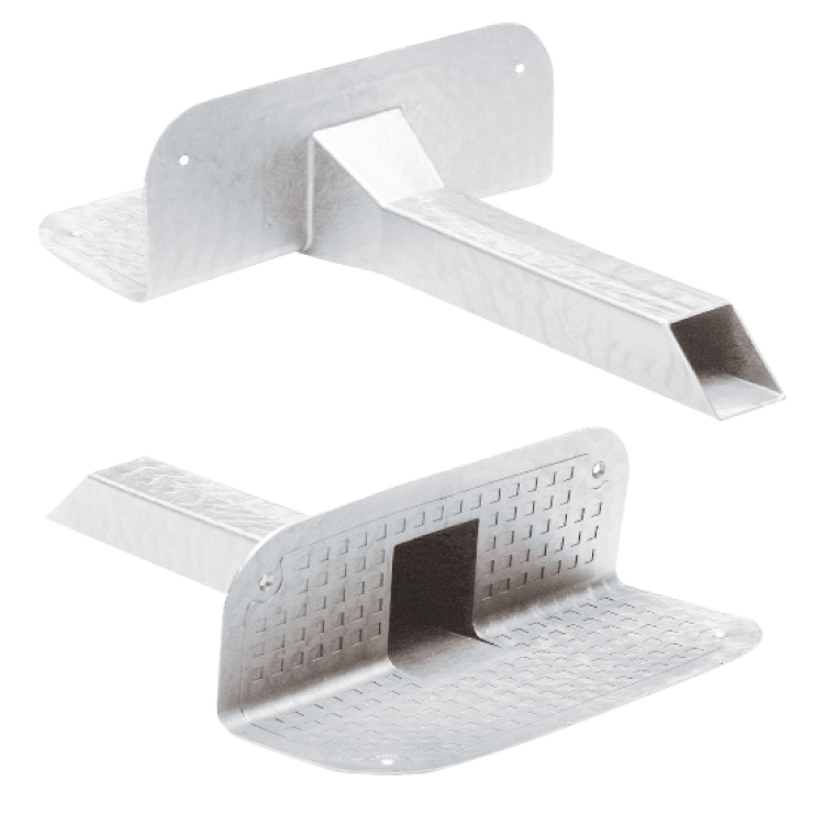 TPE angular drain for balconies with section 57 mm X 78 mm - white