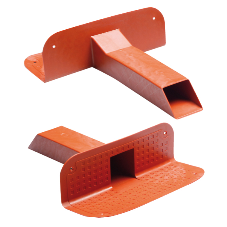 TPE angular drain for balconies with section 57 mm X 48 mm - brick-red