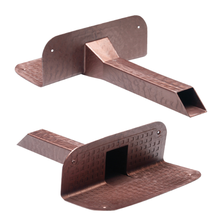 TPE angular drain for balconies with section 57 mm X 48 mm - copper